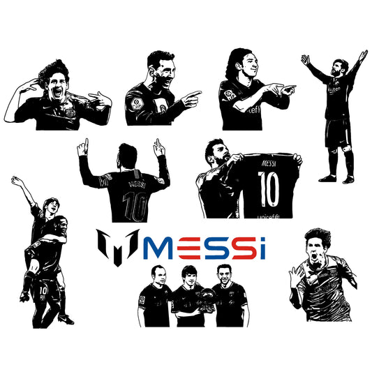 Lionel Messi Barcelona Bundle Silhouette Vector Clipart Print files