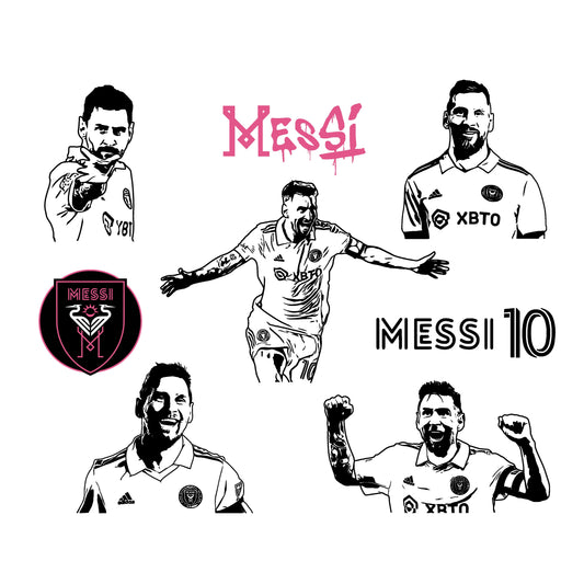 Lionel Messi Inter Miami Bundle Silhouette Vector Clipart Print files