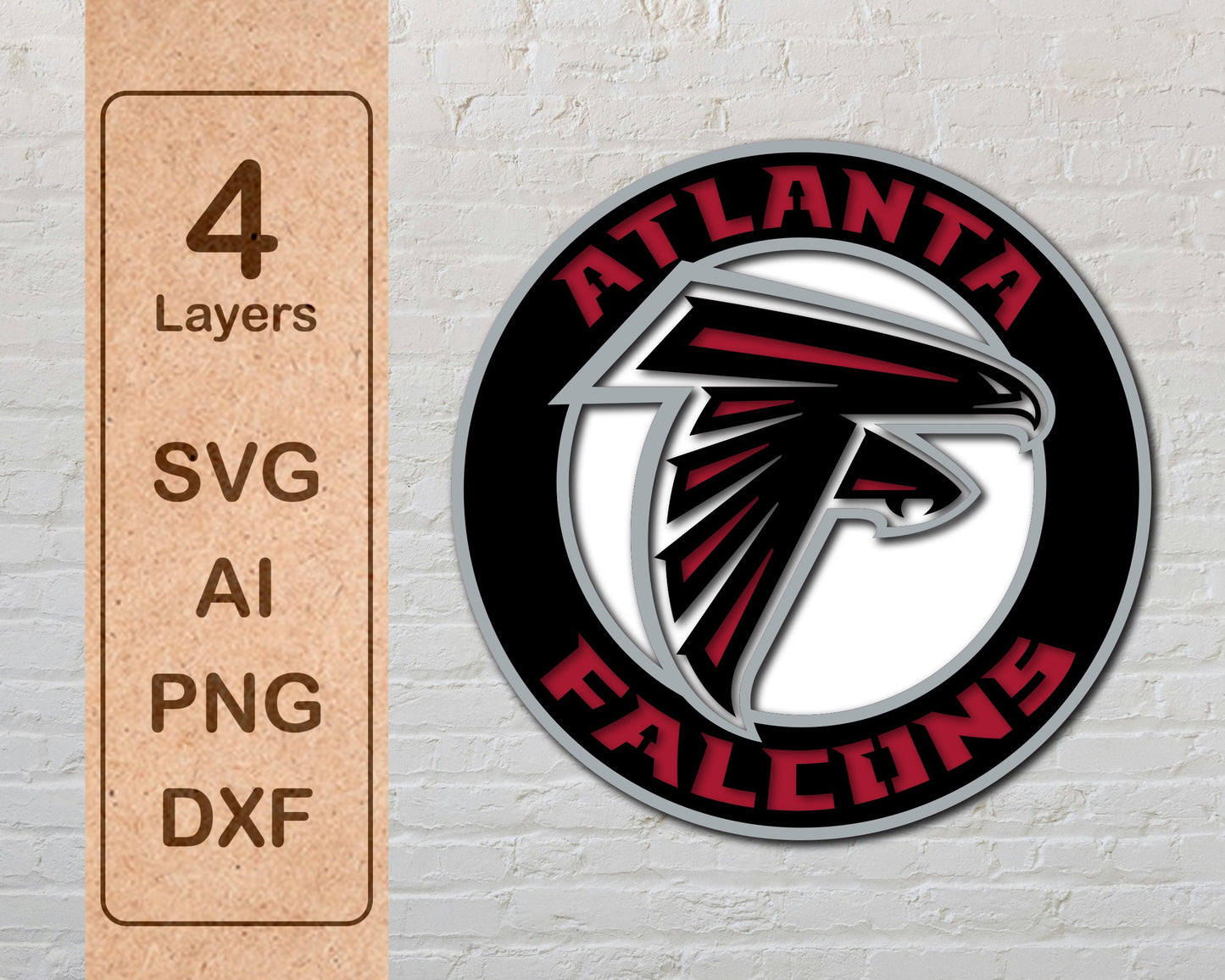 Atlanta Falcons Multi Layered Laser Cut files svg dxf ai png