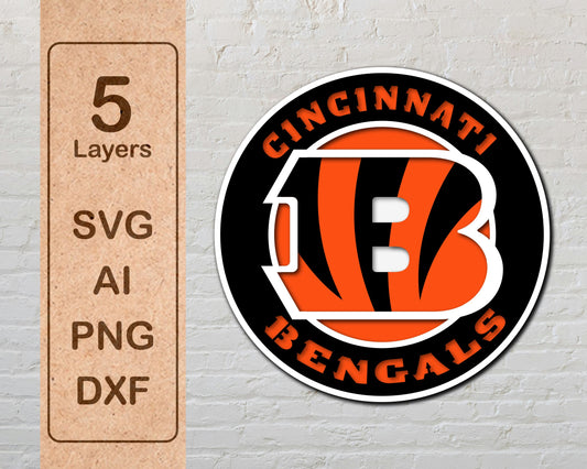 Cincinnati Bengals Multi Layered Laser Cut files svg dxf ai png