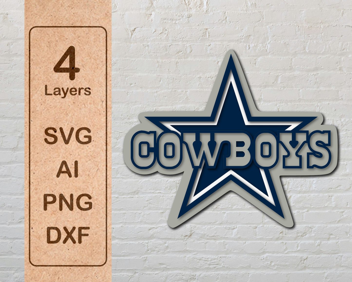 Dallas Cowboys Layered Laser Cut files svg dxf ai png