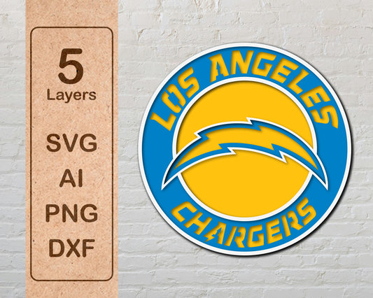 Los Angeles Chargers Multi Layered Laser Cut files svg dxf ai png