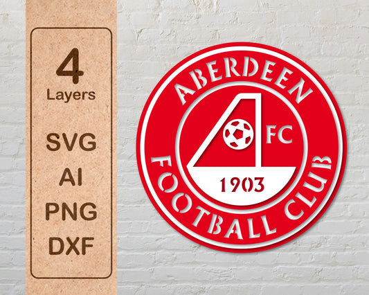 Aberdeen FC football club logo Layered Laser Cut files svg dxf ai png