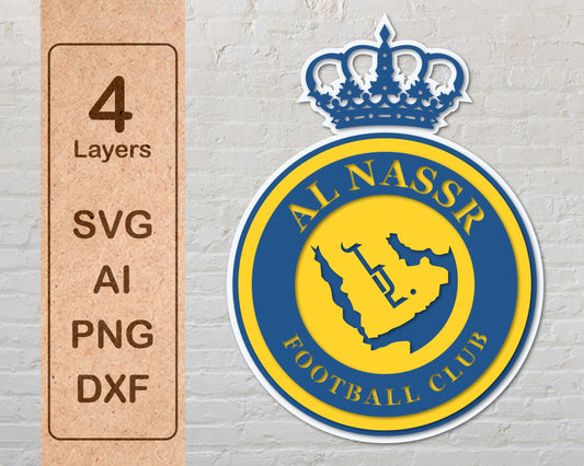 Al-Nassr FC football club logo Layered Laser Cut files svg dxf ai png