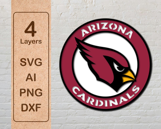 Arizona Cardinals Multi Layered Laser Cut files svg dxf ai png