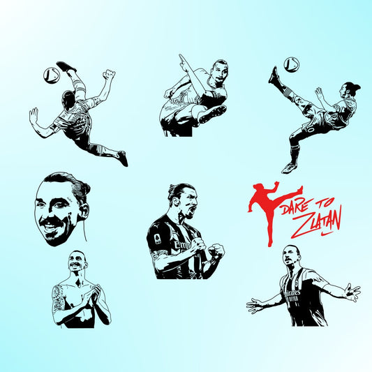 Zlatan Ibrahimovic with Logo Bundle Silhouette Vector Clipart Print files