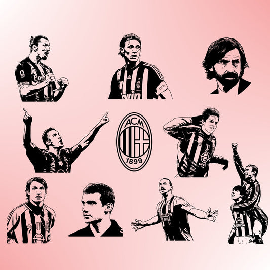 AC Milan Legend Players Bundle Silhouette Vector Clipart Print files