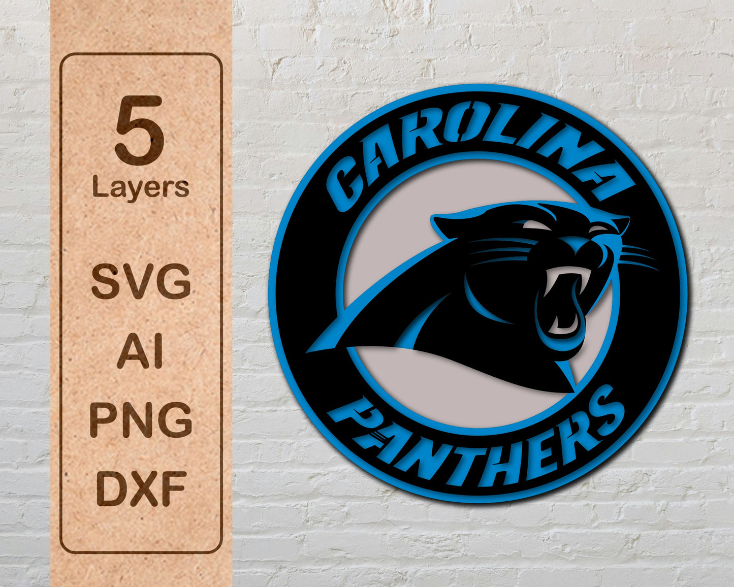 Carolina Panthers Multi Layered Laser Cut files svg dxf ai png