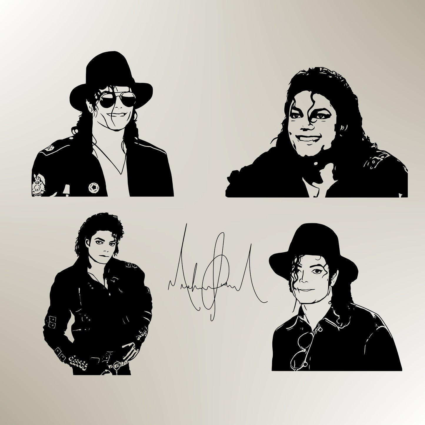 Michael Jackson Bundle Silhouette Vector Clipart Print files