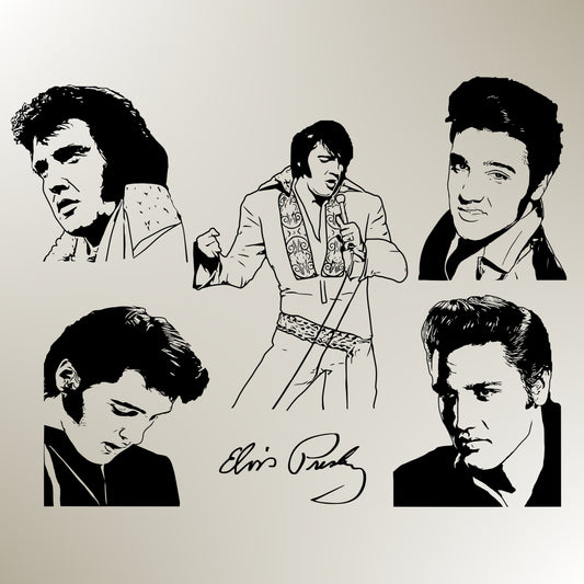 Elvis Presley Bundle Silhouette Vector Clipart Print files