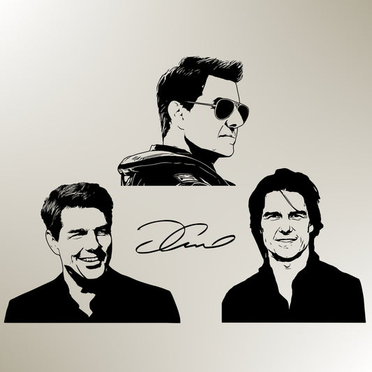 Tom Cruise Bundle Silhouette Vector Clipart Print files