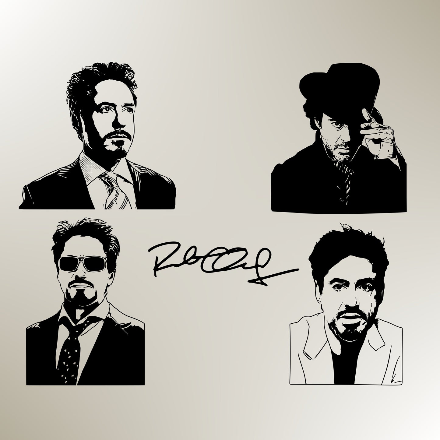 Robert Downey Junior Bundle Silhouette Vector Clipart Print files