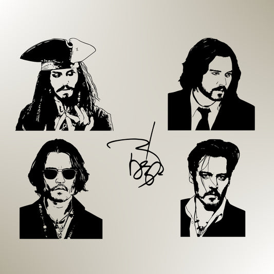 Johnny Depp Bundle Silhouette Vector Clipart Print files