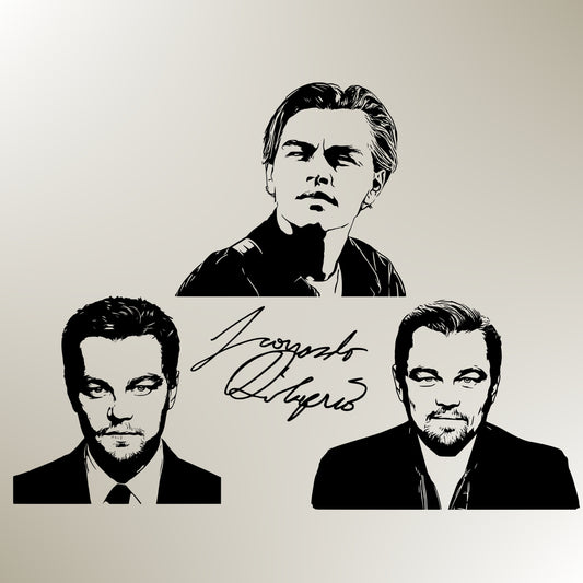 Leonardo DiCaprio Bundle Silhouette Vector Clipart Print files