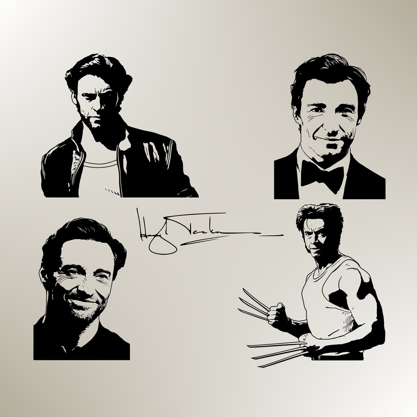 Hugh Jackman Bundle Silhouette Vector Clipart Print files