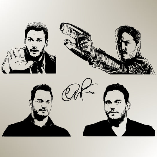 Chris Pratt Bundle Silhouette Vector Clipart Print files