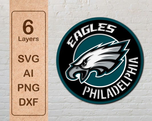 Philadelphia Eagles Multi Layered Laser Cut files svg dxf ai png