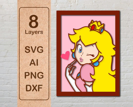 Princess Peach 2 Head Super Mario Video Game Layered Laser Cut files