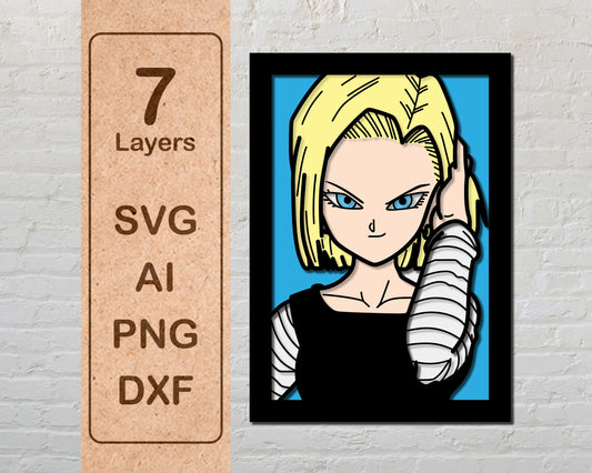 Android No.18 Dragon Ball Multilayer Laser Cut files