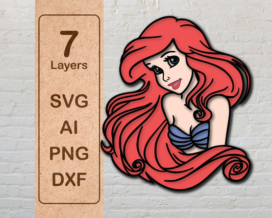 Princess Ariel Multilayer Laser Cut files