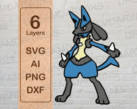 Lucario from Pokemon Anime Layered Laser Cut files