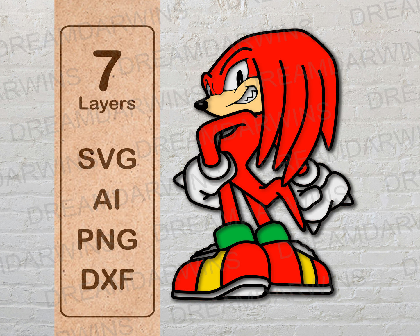 Knuckles Sonic The Hedgehog Video Game Layered Laser Cut files