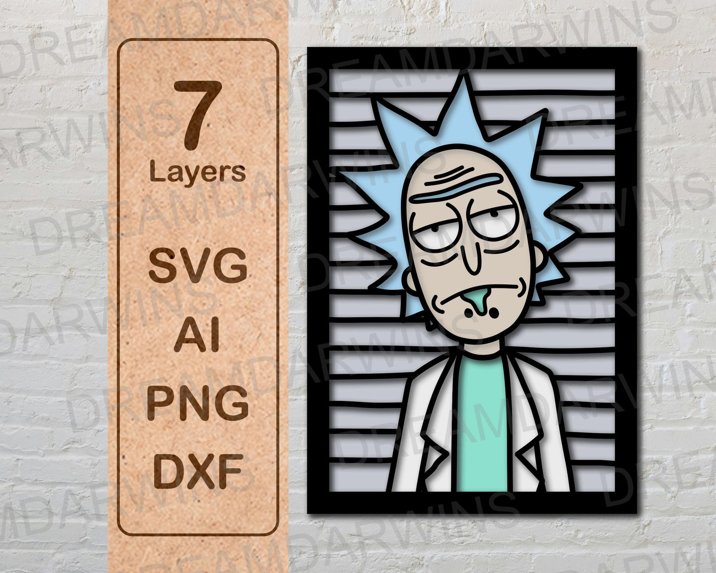 Rick Sanchez from Rick and Morty Multilayer Laser Cut files