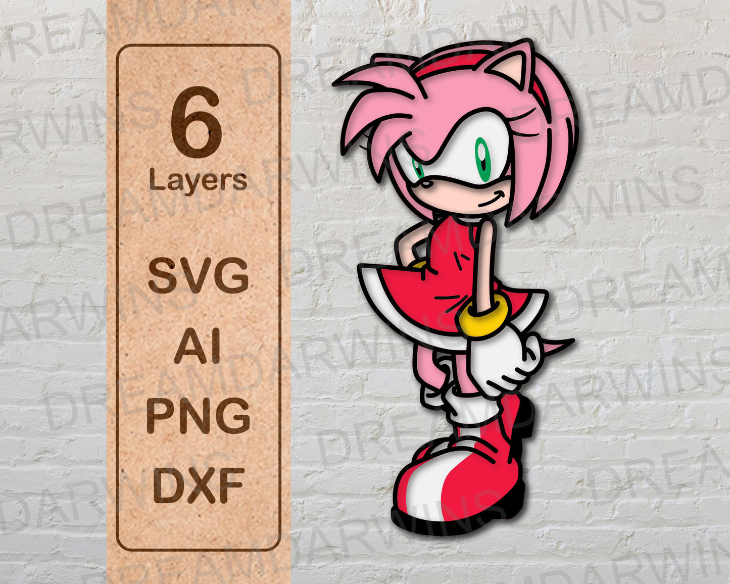 Amy Rose Sonic The Hedgehog Video Game Layered Laser Cut files