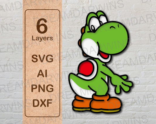 Yoshi Super Mario Video Game Layered Laser Cut files