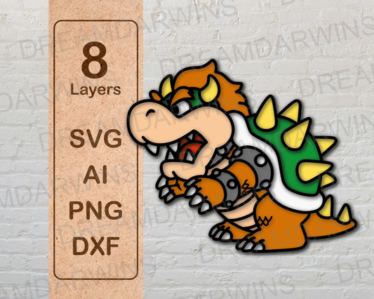 Bowser Super Mario Video Game Layered Laser Cut files