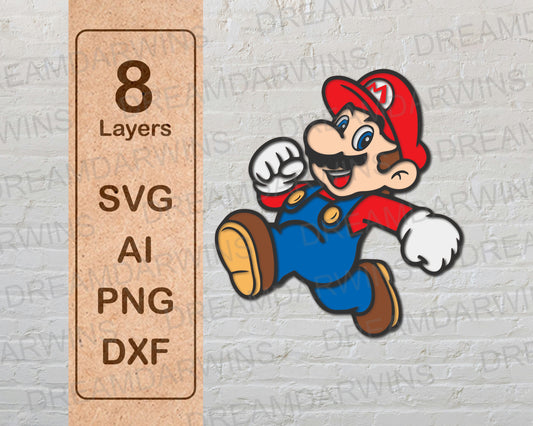 Mario Super Mario Video Game Layered Laser Cut files